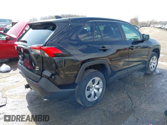 2023 Toyota RAV4 LE with VIN 2T3F1RFV4PC332593, listed as a IAAI auction lot 42071526 with 33,745 mi miles. Bid and sale history available at carsss.com. Image 4.