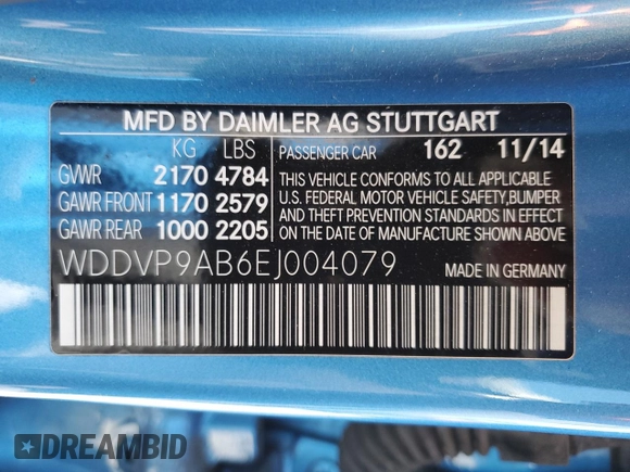 2014 Mercedes-Benz B with VIN WDDVP9AB6EJ004079, listed as a Copart auction lot 47135055 with 67,218 mi miles and Salvage Title. Bid and sale history available at carsss.com. Image 14.