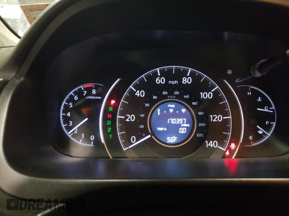 2013 Honda CR-V EX-L with VIN 2HKRM4H72DH667407, listed as a Copart auction lot 51111705 with 170,397 mi miles and Salvage Title. Bid and sale history available at carsss.com. Image 9.