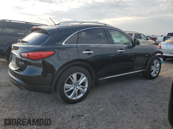 2015 Infiniti QX70 z VIN JN8CS1MUXFM381307, wystawiony jako Copart lot #47267545 z przebiegiem 171 240 mil mil oraz Szkoda całkowita • Salvage title. Historia ofert i sprzedaży dostępna na DreamBid. Obrazek 3.