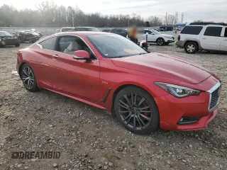2017 Infiniti Q60 Red Sport 400 with VIN JN1FV7EK9HM610291, listed as a Copart auction lot 45558145 with 56,940 mi miles and Salvage title. Bid and sale history available at DreamBid. Image 4.