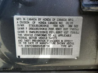 2005 Acura MDX Touring with VIN 2HNYD18885H538756, listed as a Copart auction lot 54576285 with 191,400 mi miles and Clean Title. Bid and sale history available at carsss.com. Image 13.