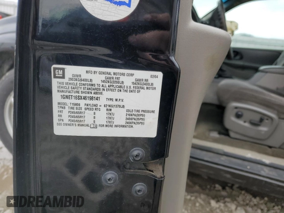 2004 Chevrolet TrailBlazer EXT LS with VIN 1GNET16SX46198141, listed as a Copart auction lot 54239515 with 209,183 mi miles and Non Repairable. Bid and sale history available at DreamBid. Image 13.