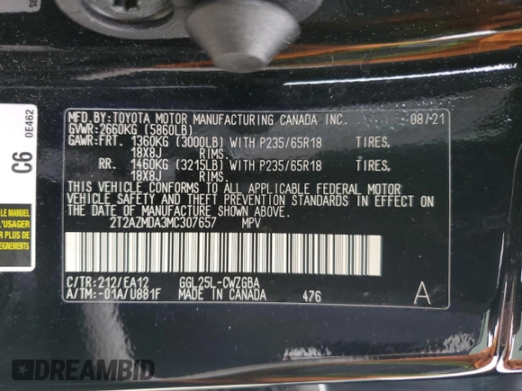 2021 Lexus RX 350 z VIN 2T2AZMDA3MC307657, wystawiony jako Copart lot #53625305 z przebiegiem 45 393 mil mil oraz Szkoda całkowita • Salvage title. Historia ofert i sprzedaży dostępna na DreamBid. Obrazek 13.