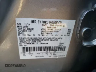 2020 Ford Explorer z VIN 1FM5K8AC7LGA96899, wystawiony jako Copart lot #73990634 z przebiegiem Nie podano mil oraz Szkoda całkowita • Salvage title. Historia ofert i sprzedaży dostępna na DreamBid. Obrazek 10.