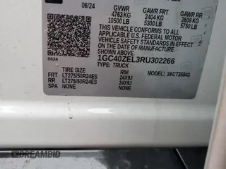2024 CHEVROLET RST with VIN 1GC40ZEL3RU302266, listed as a Copart auction lot 85578714 with Not Provided miles and Salvage Title. Bid and sale history available at DreamBid. Image 12.