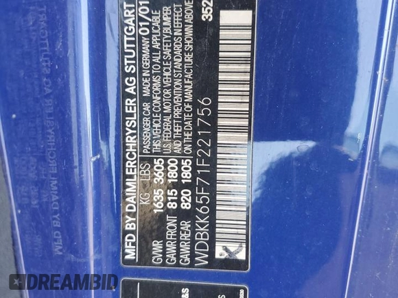 2001 Mercedes-Benz SLK 230/320 z VIN WDBKK65F71F221756, wystawiony jako Copart lot #51712125 z przebiegiem 194 101 mil mil oraz Czysty tytuł • Clean title. Historia ofert i sprzedaży dostępna na DreamBid. Obrazek 12.