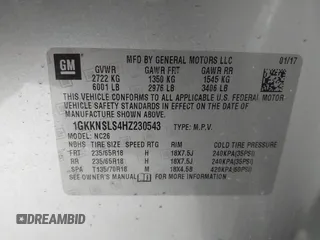 2017 GMC Acadia SLE with VIN 1GKKNSLS4HZ230543, listed as a IAAI auction lot 42473871 with 151,962 mi miles and . Bid and sale history available at DreamBid. Image 9.