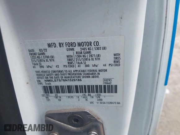 2022 Ford Transit Connect XL z VIN NM0LS7S78N1529186, wystawiony jako IAAI lot #42700710 z przebiegiem 40 881 mil mil oraz . Historia ofert i sprzedaży dostępna na DreamBid. Obrazek 9.