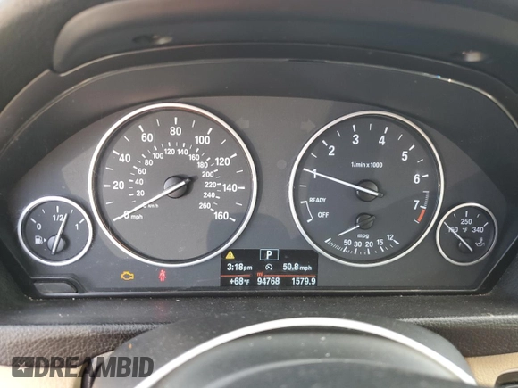 2015 BMW 3 Series 320i with VIN WBA3B1G50FNT04596, listed as a Copart auction lot 46465935 with 94,768 mi miles and Salvage title. Bid and sale history available at DreamBid. Image 9.