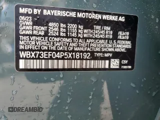 2023 BMW X1 xDrive28i with VIN WBX73EF04P5X18192, listed as a Copart auction lot 58511755 with 15,062 mi miles and Clean title. Bid and sale history available at DreamBid. Image 14.