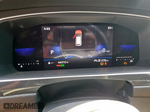 2022 Volkswagen Tiguan SE with VIN 3VV3B7AX8NM162220, listed as a Copart auction lot 52112375 with 44,315 mi miles and Clean title. Bid and sale history available at DreamBid. Image 9.
