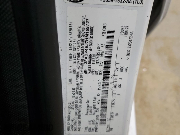2017 Ford Fiesta SE with VIN 3FADP4EJ7HM169727, listed as a Copart auction lot 41447615 with 86,669 mi miles and Salvage Title. Bid and sale history available at carsss.com. Image 12.