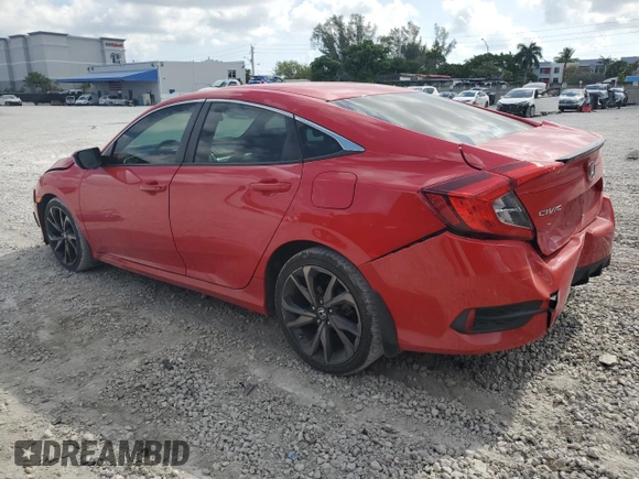 2020 Honda Civic Sedan Sport with VIN 2HGFC2F87LH537167, listed as a Copart auction lot 54429995 with 61,997 mi miles and Salvage Title. Bid and sale history available at carsss.com. Image 2.
