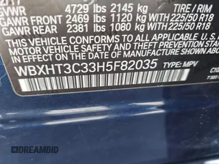2017 BMW X1 xDrive28i with VIN WBXHT3C33H5F82035, listed as a IAAI auction lot 41944399 with 102,942 mi miles. Bid and sale history available at carsss.com. Image 9.