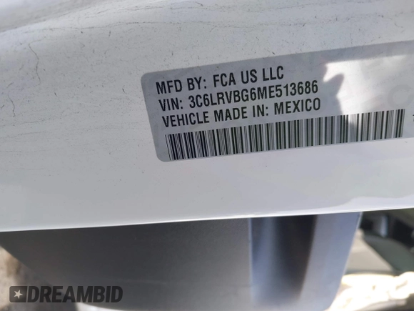 2021 Ram ProMaster Cargo with VIN 3C6LRVBG6ME513686, listed as a IAAI auction lot 41675654 with 76,989 mi miles. Bid and sale history available at carsss.com. Image 9.