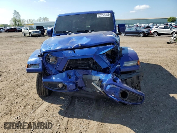 2020 Jeep Wrangler Unlimited Sahara with VIN 1C4HJXEN0LW318599, listed as a Copart auction lot 53258355 with 68,131 mi miles and Salvage title. Bid and sale history available at DreamBid. Image 5.