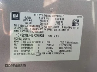 2011 GMC Yukon XL Denali with VIN 1GKS2MEF4BR280225, listed as a IAAI auction lot 41732220 with 121,684 mi miles. Bid and sale history available at carsss.com. Image 9.