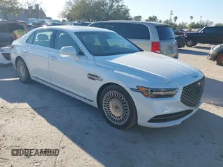 2021 Genesis G90 3.3T Premium with VIN KMTF34PA8MU089310, listed as a IAAI auction lot 41762530 with 1 mi miles. Bid and sale history available at carsss.com. Image 1.