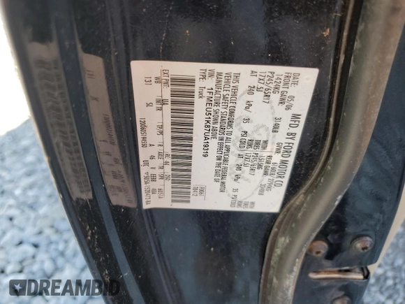 2007 Ford Explorer Sport Trac XLT с VIN 1FMEU51K87UA19319, выставлен на аукционе Copart как лот 65079915 с пробегом 144 992 миль миль и Чистый • Clean title. История ставок и продаж доступна на DreamBid. Изображение 12.
