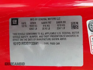 2016 Chevrolet Camaro 2LT with VIN 1G1FD1RS2G0133841, listed as a IAAI auction lot 41874772 with 104,840 mi miles. Bid and sale history available at carsss.com. Image 9.