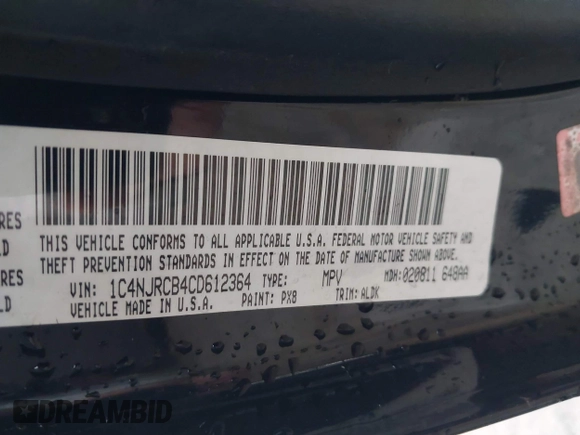 2012 Jeep Patriot Limited with VIN 1C4NJRCB4CD612364, listed as a IAAI auction lot 41556481 with 170,331 mi miles and . Bid and sale history available at carsss.com. Image 9.