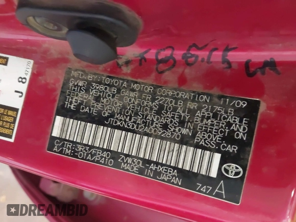2010 Toyota Prius II z VIN JTDKN3DU2A0092870, wystawiony jako IAAI lot #42185477 z przebiegiem 266 892 mil mil oraz . Historia ofert i sprzedaży dostępna na DreamBid. Obrazek 9.