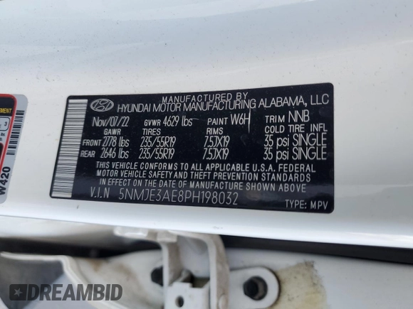 2023 Hyundai Tucson Limited with VIN 5NMJE3AE8PH198032, listed as a Copart auction lot 45332395 with 28,281 mi miles and Salvage Title. Bid and sale history available at carsss.com. Image 12.