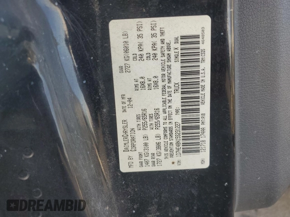 2005 Dodge Dakota SLT with VIN 1D7HE48N15S231227, listed as a Copart auction lot 85224674 with Not Provided miles and Clean Title. Bid and sale history available at DreamBid. Image 12.
