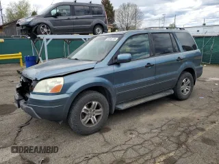 2005 Honda Pilot EX-L z VIN 5FNYF18585B061659, wystawiony jako Copart lot #54946735 z przebiegiem 263 582 mil mil oraz Szkody całkowita. Historia ofert i sprzedaży dostępna na DreamBid. Obrazek 1.
