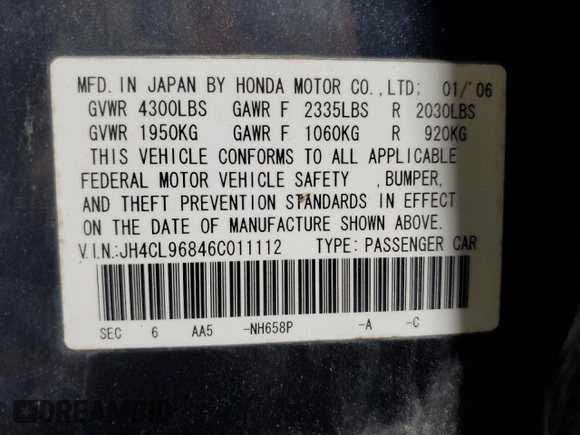 2006 Acura TSX z VIN JH4CL96846C011112, wystawiony jako Copart lot #60831285 z przebiegiem 146 186 mil mil oraz Czysty tytuł • Clean title. Historia ofert i sprzedaży dostępna na DreamBid. Obrazek 12.
