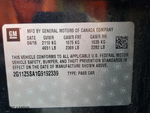 2016 Chevrolet Impala LS with VIN 2G11Z5SA1G9192339, listed as a Copart auction lot 85721584 with 167,416 mi miles and Salvage Title. Bid and sale history available at carsss.com. Image 12.