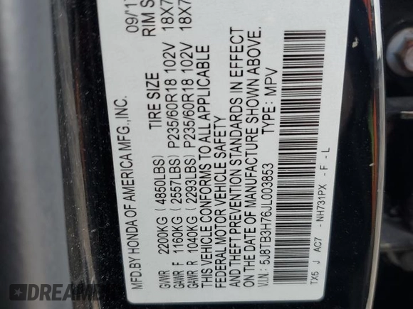 2018 Acura RDX w/Advance Pkg with VIN 5J8TB3H76JL003853, listed as a Copart auction lot 86019534 with 54,492 mi miles and Salvage Title. Bid and sale history available at carsss.com. Image 13.