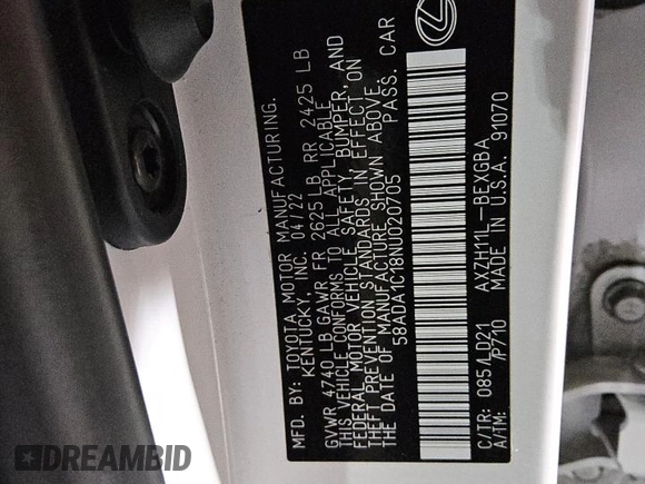 2022 Lexus ES 300h z VIN 58ADA1C18NU020705, wystawiony jako Copart lot #47901355 z przebiegiem 27 507 mil mil oraz Czysty tytuł • Clean title. Historia ofert i sprzedaży dostępna na DreamBid. Obrazek 12.