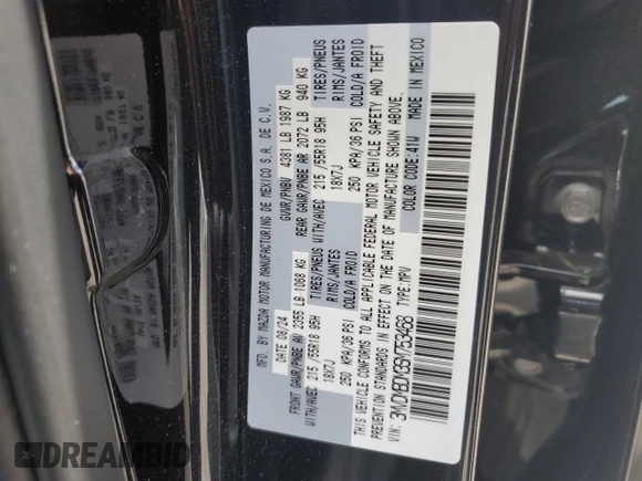 2025 Mazda CX-30 S Premium with VIN 3MVDMBDM3SM753468, listed as a Copart auction lot 55766585 with 3,051 mi miles and Salvage title. Bid and sale history available at DreamBid. Image 13.