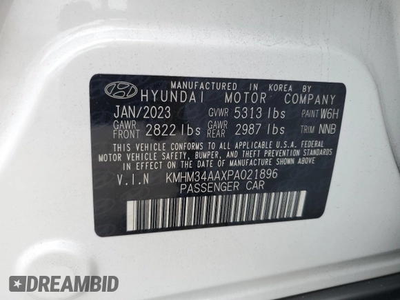2023 Hyundai Ioniq 6 SEL z VIN KMHM34AAXPA021896, wystawiony jako Copart lot #74172733 z przebiegiem 5027 mil mil oraz . Historia ofert i sprzedaży dostępna na DreamBid. Obrazek 13.