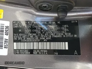 2014 Toyota Sienna XLE with VIN 5TDYK3DC6ES456558, listed as a Copart auction lot 63106085 with 231,260 mi miles and Salvage title. Bid and sale history available at DreamBid. Image 13.