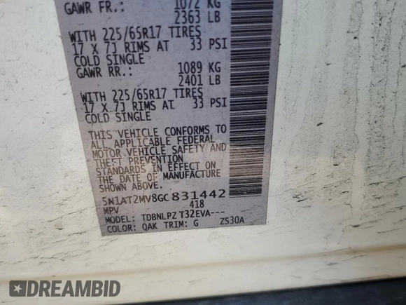 2016 Nissan Rogue S with VIN 5N1AT2MV8GC831442, listed as a Copart auction lot 50758085 with 75,336 mi miles and Salvage Title. Bid and sale history available at DreamBid. Image 14.