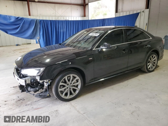 2019 Audi A4 Premium z VIN WAUDNAF44KN018264, wystawiony jako Copart lot #49462545 z przebiegiem 78 627 mil mil oraz Czysty tytuł • Clean title. Historia ofert i sprzedaży dostępna na DreamBid. Obrazek 1.