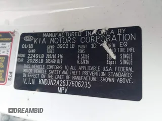 2018 Kia Soul with VIN KNDJN2A26J7606235, listed as a IAAI auction lot 41924175 with 123,837 mi miles and . Bid and sale history available at DreamBid. Image 9.