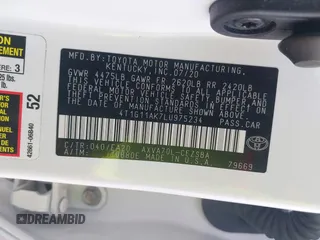 2020 Toyota Camry SE z VIN 4T1G11AK7LU975234, wystawiony jako IAAI lot #41912569 z przebiegiem 114 547 mil mil oraz . Historia ofert i sprzedaży dostępna na DreamBid. Obrazek 9.