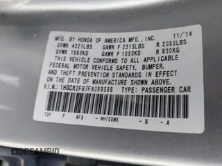 2015 Honda Accord EX-L с VIN 1HGCR2F87FA069588, выставлен на аукционе IAAI как лот 42442391 с пробегом 91 205 миль миль и . История ставок и продаж доступна на DreamBid. Изображение 9.