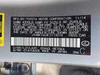 2015 Lexus ES with VIN JTHBK1GG4F2173074, listed as a IAAI auction lot 42051609 with 87,753 mi miles. Bid and sale history available at carsss.com. Image 9.