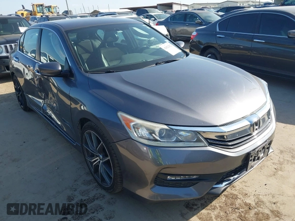 2017 Honda Accord Sport with VIN 1HGCR2F52HA042761, listed as a IAAI auction lot 42022822 with 130,638 mi miles and . Bid and sale history available at carsss.com. Image 1.