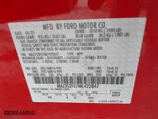 2021 Ford EcoSport S with VIN MAJ3S2FE7MC422847, listed as a IAAI auction lot 41586323 with 87,492 mi miles. Bid and sale history available at carsss.com. Image 9.