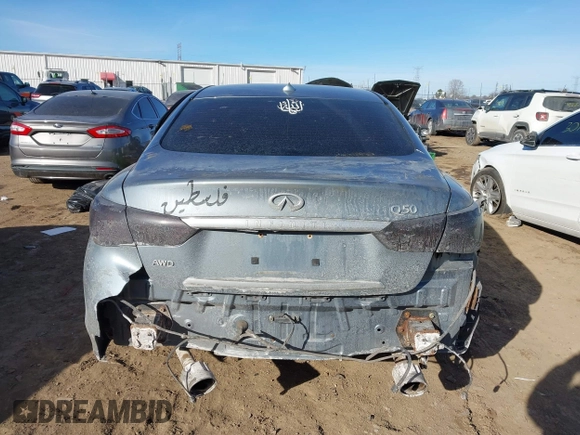 2014 Infiniti Q50 Premium with VIN JN1BV7AR7EM695001, listed as a IAAI auction lot 41429791 with 123,572 mi miles. Bid and sale history available at carsss.com. Image 16.