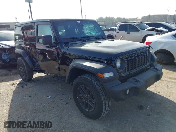2024 Jeep Wrangler Sport S with VIN 1C4PJXDNXRW349946, listed as a IAAI auction lot 41748865 with 6,310 mi miles. Bid and sale history available at carsss.com. Image 1.