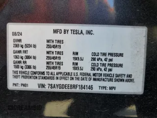 2024 Tesla Model Y Long Range с VIN 7SAYGDEE8RF184146, выставлен на аукционе Copart как лот 61194535 с пробегом 8 225 миль миль и Списание • Salvage title. История ставок и продаж доступна на DreamBid. Изображение 13.