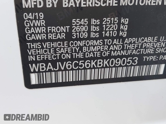 2019 BMW 6 Series 640i xDrive z VIN WBAJV6C56KBK09053, wystawiony jako IAAI lot #42108336 z przebiegiem 55 176 mil mil oraz . Historia ofert i sprzedaży dostępna na DreamBid. Obrazek 9.