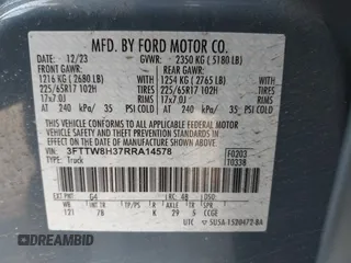 2024 Ford Maverick XLT with VIN 3FTTW8H37RRA14578, listed as a IAAI auction lot 41793702 with 23,560 mi miles and . Bid and sale history available at carsss.com. Image 9.